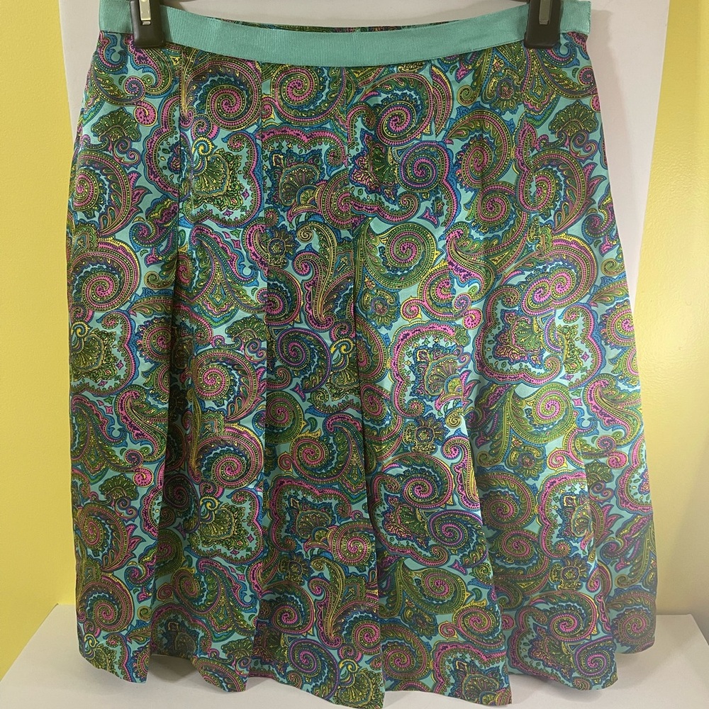Olivia & Grace Paisley pleated skirt 100% silk size 12‎